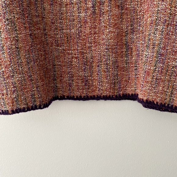 Village Weavery PEI Handmade Multicolour Woven Knit Short Sleeve Top Size Large - Picture 3 of 6